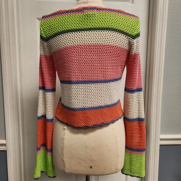 Hippie Rose Multicolor Striped Crochet Sweater - Picture 5 of 13